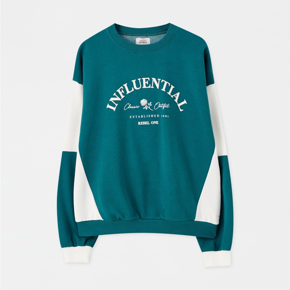 Pull&Bear green graphic sweater